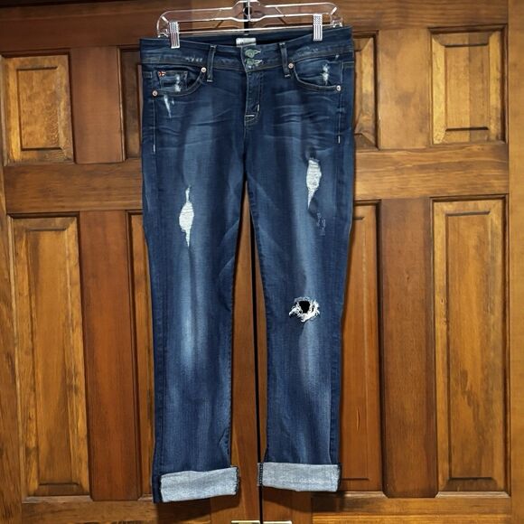 Hudson Ginny Crop Straight Cuff Denim Jeans Women's Size 29 Festival Casual - Picture 3 of 13